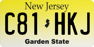 NJ license plate C81HKJ