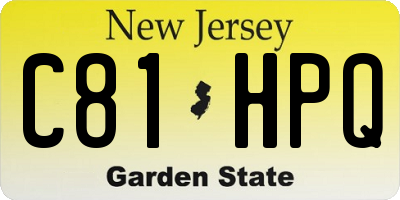 NJ license plate C81HPQ