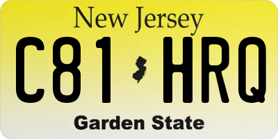 NJ license plate C81HRQ