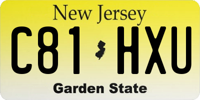 NJ license plate C81HXU
