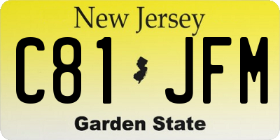 NJ license plate C81JFM
