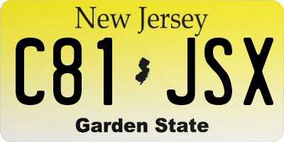 NJ license plate C81JSX