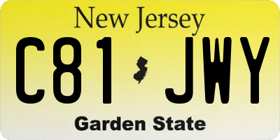 NJ license plate C81JWY
