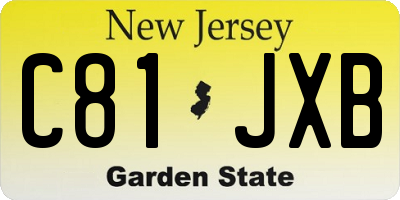 NJ license plate C81JXB