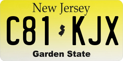 NJ license plate C81KJX
