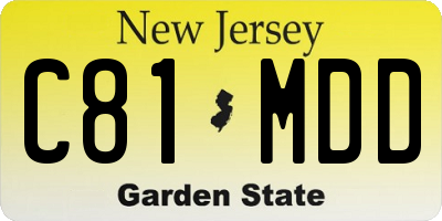 NJ license plate C81MDD