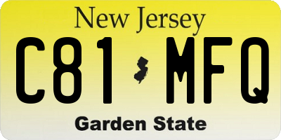 NJ license plate C81MFQ