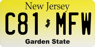 NJ license plate C81MFW