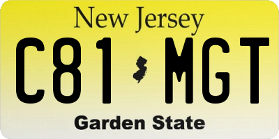 NJ license plate C81MGT
