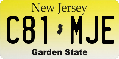 NJ license plate C81MJE
