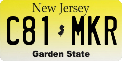 NJ license plate C81MKR