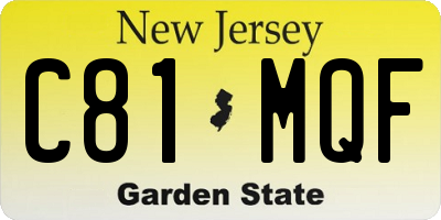 NJ license plate C81MQF