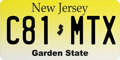 NJ license plate C81MTX