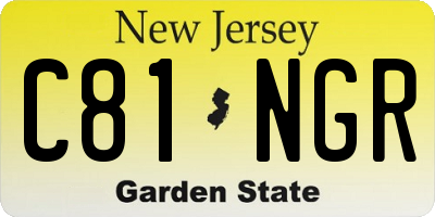 NJ license plate C81NGR
