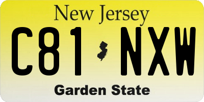 NJ license plate C81NXW