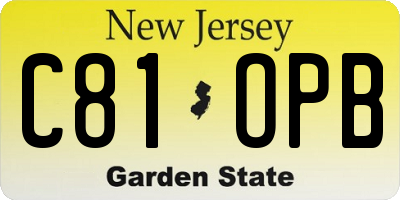 NJ license plate C81OPB