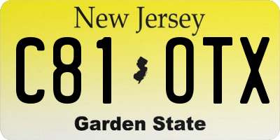 NJ license plate C81OTX