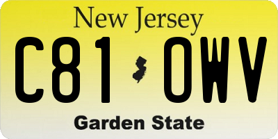 NJ license plate C81OWV