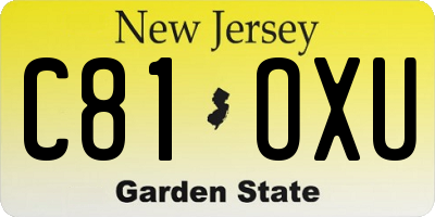 NJ license plate C81OXU