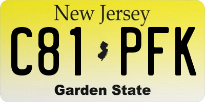 NJ license plate C81PFK
