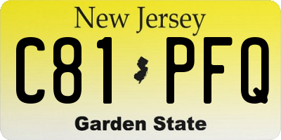 NJ license plate C81PFQ