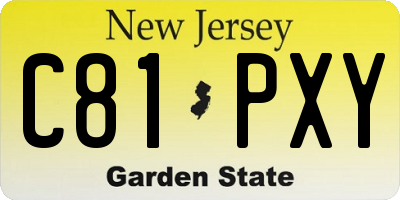 NJ license plate C81PXY