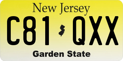 NJ license plate C81QXX