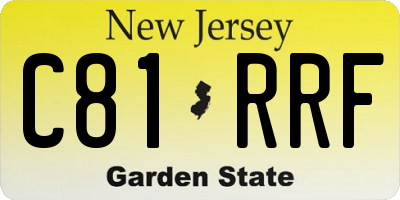 NJ license plate C81RRF