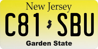 NJ license plate C81SBU