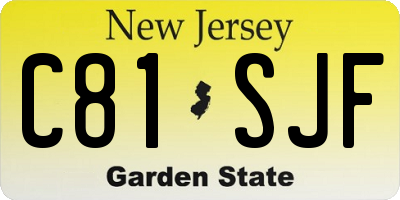 NJ license plate C81SJF