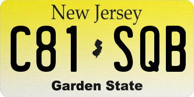 NJ license plate C81SQB