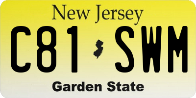 NJ license plate C81SWM
