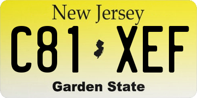 NJ license plate C81XEF