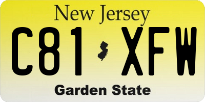 NJ license plate C81XFW