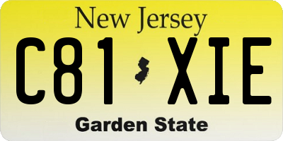 NJ license plate C81XIE