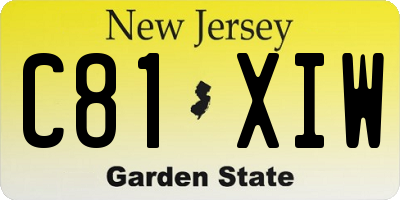 NJ license plate C81XIW