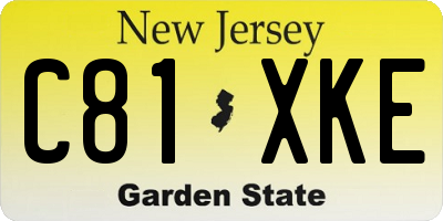 NJ license plate C81XKE