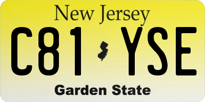 NJ license plate C81YSE