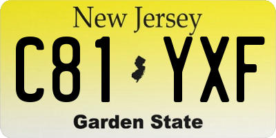 NJ license plate C81YXF