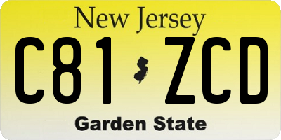 NJ license plate C81ZCD