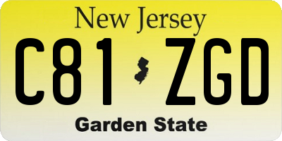 NJ license plate C81ZGD