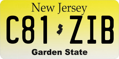 NJ license plate C81ZIB