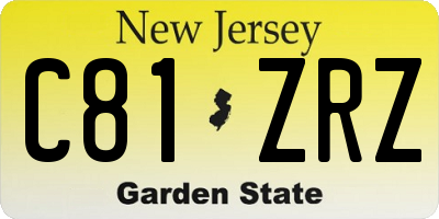 NJ license plate C81ZRZ