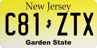 NJ license plate C81ZTX