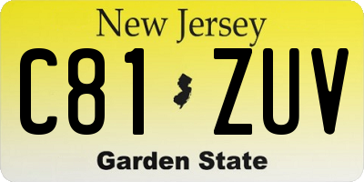 NJ license plate C81ZUV