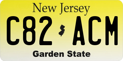 NJ license plate C82ACM