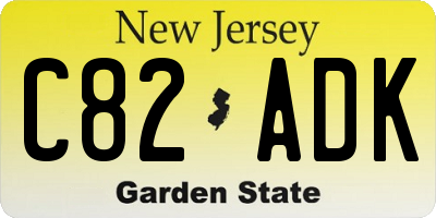 NJ license plate C82ADK