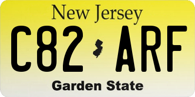 NJ license plate C82ARF