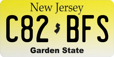 NJ license plate C82BFS