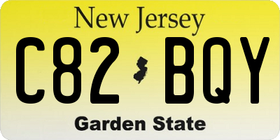 NJ license plate C82BQY